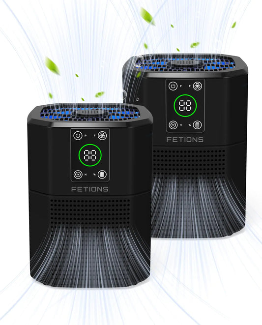 Air Purifiers for Home Bedroom Pets FETIONS Air Cleaner with Ambient light Fragrance Sleep Mode Compact with H13 HEPA Filter for Dander Smoke Pollen Odor 9 Timer Settings 4 Fan SpeedsBlack2 Pack